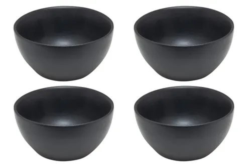 HIT Trading Müslischalen BRUNCH, 4er Set - Modernes 4er Set Müslischalen in mattem Schwarz, ideal für Müsli, Joghurt und Snacks. Robustes Steingut, spülmaschinenfest und mikrowellengeeignet. Stilvolle Ergänzung für jeden Frühstückstisch.