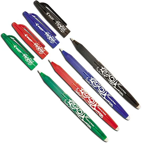 Pilot Pen Frixion Tintenroller 4er Set - Radierbar und Farbenfrohe Auswahl - Schreibutensilien: Radierbare Tintenroller in 4 Farben (blau, schwarz, rot, grün) mit 0,4 mm Strichstärke - perfekt für fehlerfreies Schreiben!