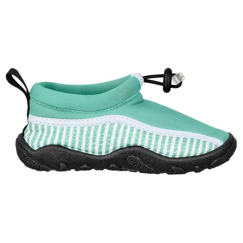 Sterntaler Badeschuhe Stripes – Knöchelhohe Aquaschuhe für Jungen mit Kordelstopper - Praktische und griffige Wasserschuhe aus Funktionsmaterial mit Streifenprint für sicheren Halt. Ideal für den Strand oder das Schwimmbad – Größe 24, Farbe mattgrün.