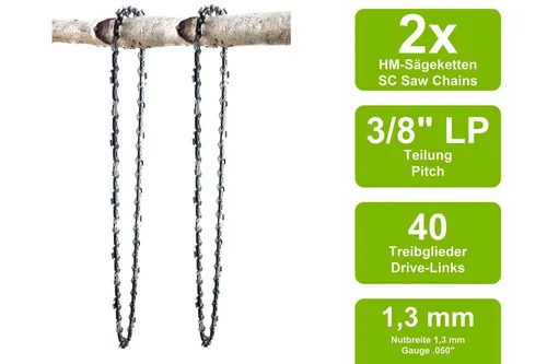 Sägeketten passend für Florabest FHE 550A1 | 25cm 3/8LP 40TG 1,3mm 2