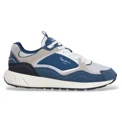 Pepe Jeans Marlon Grade Leder Turnschuhe für Herren, Blau, Größe 44 - Stylische Marlon Grade Turnschuhe für Herren aus hochwertigem Rindsveloursleder und Nylon. Ideal für lässige Outfits, bieten sie Komfort dank der maßgefertigten Phylon-Mittelsohle und des herausnehmbaren Fußbetts.