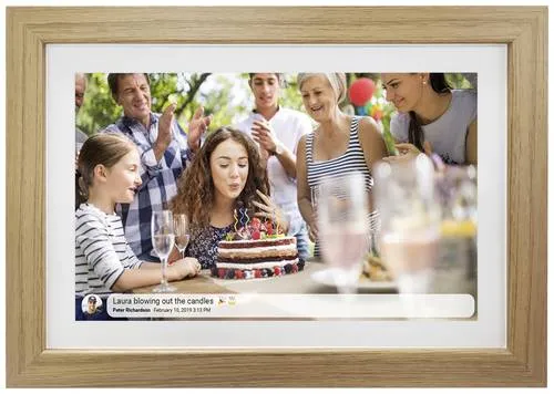 FRAMEO PFF-1042LW - Digitaler Bilderrahmen aus Eichenholz - 10.1” digitaler Wi-Fi Bilderrahmen mit IPS Touchscreen und 16 GB Speicher. Teilen Sie Fotos und Videos einfach über die FRAMEO App mit Freunden und Familie.