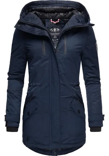 Navahoo Wintermantel Avrille II – Sportlicher Damen Kurzmantel mit Kapuze - Sportlicher Damen Wintermantel mit großer Kapuze, ideal für Herbst/Winter. Wasserabweisendes Obermaterial und angenehmes Innenfutter sorgen für hohen Tragekomfort. Perfekte Passform dank tailliertem Schnitt und praktischen Details.