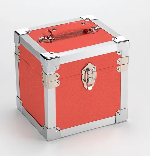 RED 7 Inch 50 Record Storage Carry Case NEU