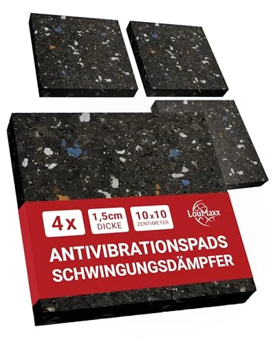 LouMaxx Antirutschmatte Waschmaschine 4er Set 10cmx10cm - Gummimatte – 1,5 cm dicke und rutschfeste Antivibrationsmatte Made in Germany Waschmaschinen Unterlage auch für Trockner und andere Geräte