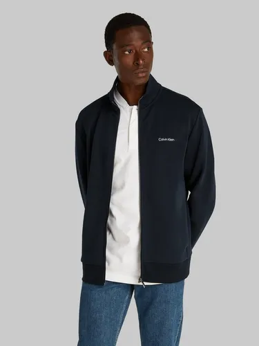 Calvin Klein Sweatshirt "MICRO LOGO MOCK NECK ZIP THROUGH" - Gr. M, Black - Stylisches Herren-Sweatshirt mit Logo, durchgehendem Reißverschluss und flexiblem Sweatstoff für optimale Bewegungsfreiheit. Ideal für lässige Outfits!