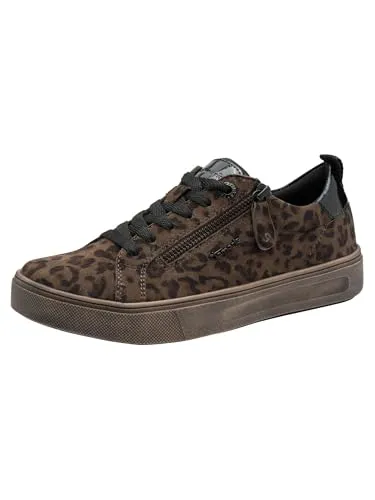 Tamaris Comfort Damen Sneaker mit Reißverschluss – Mehrfarbig (Dark Leopard), 37 EU - Genieße den Tag in diesen flachen Sneakern mit T-flow-Technologie für sanfte Dämpfung und herausnehmbarer Einlegesohle für individuellen Komfort. Hochwertige Materialien garantieren Langlebigkeit und ein angenehmes Tragegefühl.