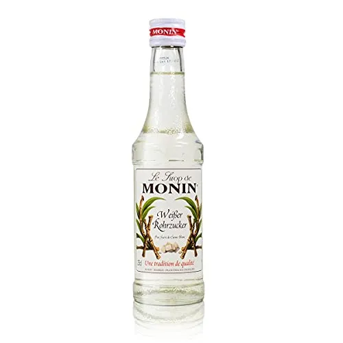 Monin Rohrzucker weiß Sirup 0,25l - Sirup für Mojitos und Long Island Iced Tea, aus hochwertigem Rohrzucker, ideal für Cocktails und Desserts.