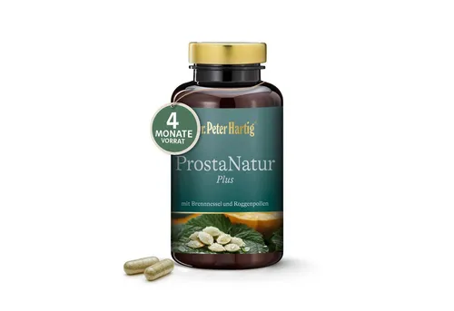 Dr. Peter Hartig ProstaNatur Plus - Prostata Unterstützung Kapseln, 120 Stück - Pflanzenextrakte mit Zink, Selen und Vitamin E, fördern die Prostata-Gesundheit und enthalten wertvolle Pflanzenextrakte für eine optimale Versorgung.