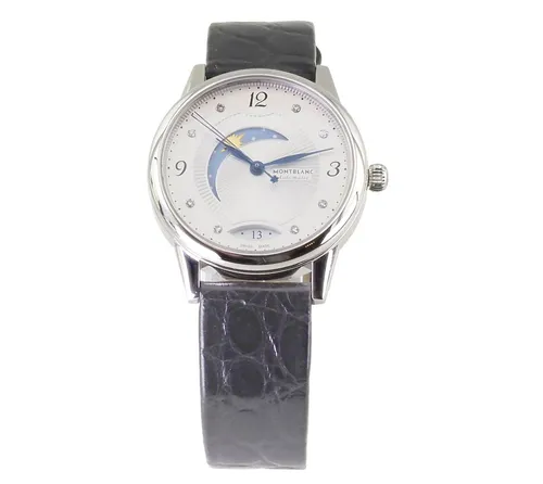 Montblanc Boheme Automatik Damen Uhr mit Mondphase - Armbanduhr für Damen im Luxus-Stil, mit elegantem Silbergehäuse und praktischer Mondphase für eine stilvolle Zeitmessung.