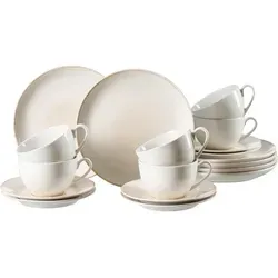 Ritzenhoff Breker Kaffeeservice Cara - 18-teiliges Keramik Kaffeeservice in Creme und Weiß, ideal für stilvolle Kaffeetafeln und gesellige Runden.