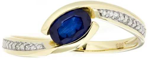 Firetti Goldring Schmuck Geschenk Gold 333 Damenring Goldring Edelstein Farbstein, mit Saphir - mit Brillanten