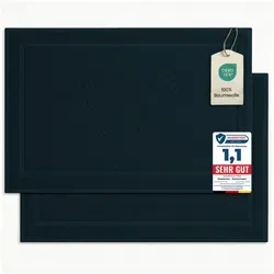 Komfortec Badematte Badvorleger aus 100% Baumwolle, 50x80 cm Duschvorleger, Waschbar Duschmatte, Frottee, Rechteckig, 800 g/m2, 2er Set, Saugfähig & Schnelltrocknend blau 800 g/m2