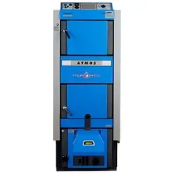 ATMOS Kombikessel DC18GSP 19 kW mit Brenner - Platzsparender Kombikessel für Holz & Pellets mit automatischem Wechselbetrieb. Robuster Kesselstahl und große Fülltüren sorgen für einfache Handhabung und Langlebigkeit.