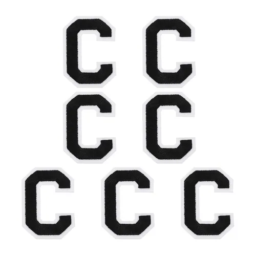 7-teilig Bügelbuchstaben-Patches für Letter-C Stickapplikationen Schwarz