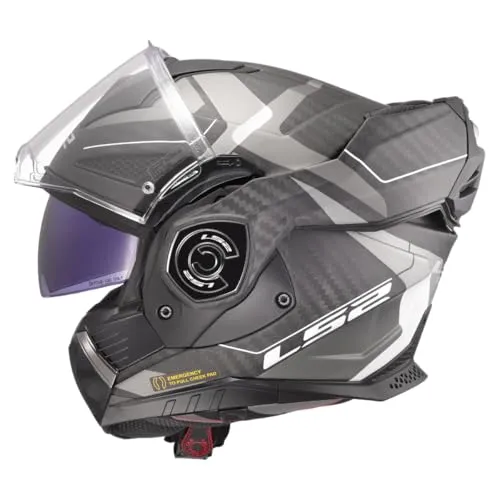 LS2 FF901 Advant X Carbon Horizon Klapphelm, grau-silber, Größe 3XL - Motorradhelm mit herausnehmbarem, waschbarem Innenfutter und 3D Schaumstoffpolstern für perfekte Passform - ideal für komfortable Fahrten.