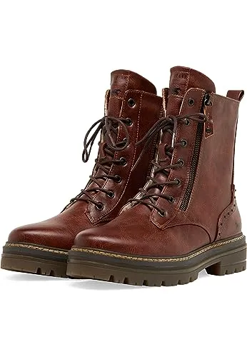 MUSTANG Damen Stiefelette gefüttert Braun EU 37 - Wanderschuhe mit warmem Futter und praktischem Reißverschluss, ideal für kalte Tage und gemütliche Spaziergänge.