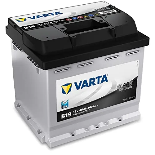 VARTA B19 Black Dynamic 45Ah Autobatterie - Wartungsfreie Autobatterie für kleine und ältere Fahrzeuge mit 45 Ah Kapazität und 400 A Kaltstartstrom. Ideal für zuverlässige Starts und einfache Handhabung.