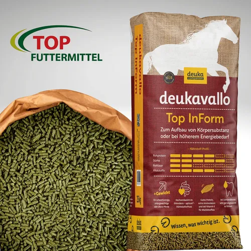 Deukavallo Top InForm Pferdefutter - Hochwertiges Pferdefutter für optimale Leistung und Gesundheit, speziell entwickelt für eine ausgewogene Ernährung.