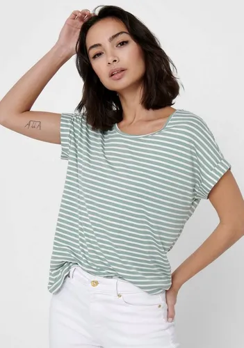 ONLMOSTER Stripe S/S O-Neck TOP JRS NOOS - Bequemes, gestreiftes T-Shirt mit Rundhalsausschnitt und kurzen Ärmeln. Hergestellt aus weichem, elastischem Material für hohen Tragekomfort – ideal für Freizeit und Alltag.