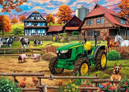 Bauernhof mit Traktor: John Deere 5050E, Puzzle John Deere 1.000 Teile