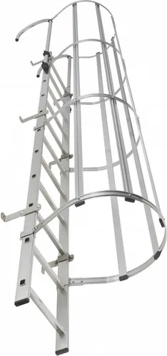 Hailo Steigleiter ALM-29 mit Rückenschutz, 8,12m - Leiter für Innen- und Außenbereich, korrosionsbeständig aus Aluminium und verzinktem Stahl. Ideal für sichere Höhenarbeiten mit integriertem Rückenschutz für maximalen Schutz.
