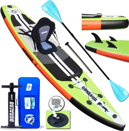 DURAERO Inflatable SUP-Board - 330x76x15cm mit Action-Cam Halterung - SUP-Board für bis zu 150kg, ideal für Abenteuer auf dem Wasser und ausgestattet mit einer praktischen Action-Cam Halterung.