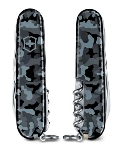 Victorinox Schweizer Taschenmesser Huntsman, Multitool, Swiss Army Knife mit 15 Funktionen, Klinge, Korkenzieher, Dosenöffner, Navy Camouflage