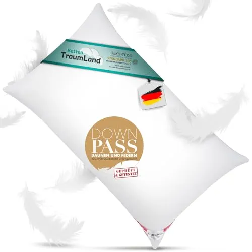 Canada Daunenkissen Hotel Qualität DownPass - Kissen für Seitenschläfer & Rückenschläfer, 85% Federn & 15% Daunen für einen 5-Sterne-Wohlfühlschlaf, hergestellt in Deutschland, ideal für höchsten Schlafkomfort.