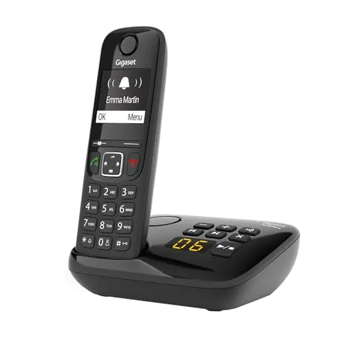 Gigaset AS690A schnurloses Telefon mit Anrufbeantworter - Festnetztelefon mit großem, kontrastreichem Display und erstklassiger Klangqualität. Integrierter Anrufbeantworter mit 20 Min. Aufnahmezeit und Anrufschutz für bis zu 32 Nummern.
