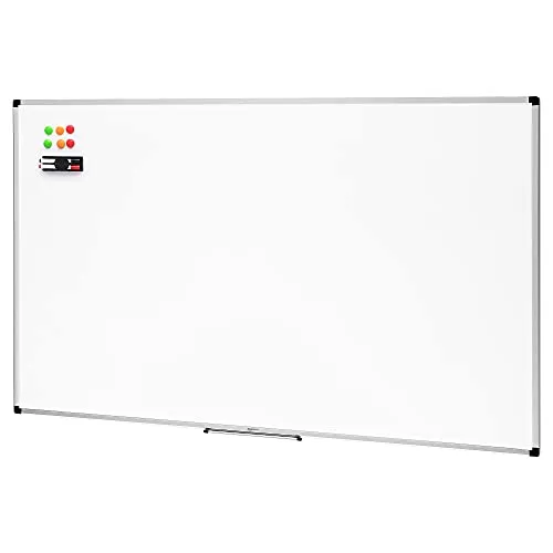 Amazon Basics Magnetisches Whiteboard 90x60 cm - Magnetische Whiteboard für Büro und Zuhause, trocken abwischbar mit glatter Schreiboberfläche, inkl. 6 Magneten und Zubehör, ideal zum Notizen und Organisieren.