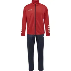 hummel 205876 Herren Ensemble Promo Poly Track Suit - Rouge/Bleu Marine - Sportbekleidung für Herren aus schnelltrocknendem Polyester, ideal für Freizeit und Sport. Mit praktischen Seitentaschen und elastischem Bund für optimalen Komfort und passgenauen Sitz.