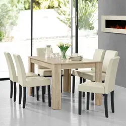 [en.casa] Essgruppe Forssa 7-tlg – Eleganter Tisch und Stühle in Eiche Hell - Stilvolle Essgruppe mit einem edlen Tisch und 6 pflegeleichten Kunstlederstühlen. Ideal für bis zu 6 Personen, perfekt für moderne Esszimmer.