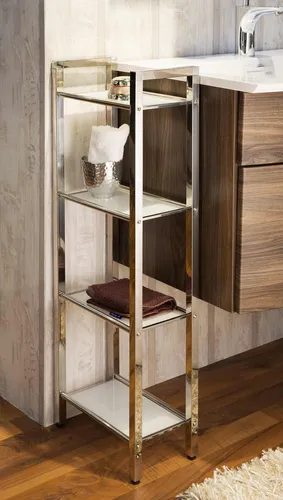 Badregal LINDA 30x87 cm – Weißes Badezimmer-Regal - Praktisches Badregal mit kompakten Maßen 30x87x17 cm, ideal zur optimalen Nutzung von Platz im Badezimmer. Hergestellt aus robustem Metall, bietet es stilvollen Stauraum.