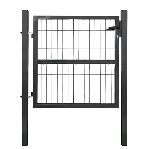 V2Aox Gartentor 100cm - Anthrazit Zauntor mit Schloss - Hochwertiges Zauntor aus pulverbeschichtetem Stahl, rostbeständig und ideal für Stabmattenzäune. Inklusive Schloss und drei Schlüsseln für maximale Sicherheit.