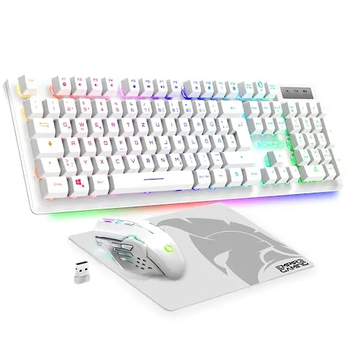 EMPIRE GAMING - Armor RF800 Wireless Gaming Tastatur und Maus Set - Kabelgebundenes 3-in-1 Set mit RGB-Tastatur, 4800 DPI Gaming-Maus und rutschfestem Mauspad für präzises Gaming auf PC und Konsolen.