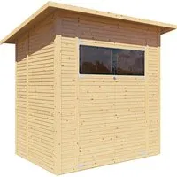 Gartenhaus BERTILO "Pent Modern 2" naturbelassen - Moderne Gartenhäuser mit Flachdach und hohen Doppeltüren (188 cm) für einfachen Zugang. Ideal für mehr Stauraum und leichten Aufbau dank vorgefertigter Elemente.