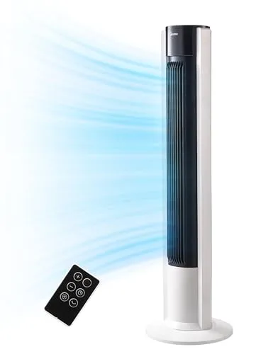 Midea FZ10-19BRA Turmventilator mit Fernbedienung - Leistungsstarker Turmventilator mit 3 Modi und 3 Geschwindigkeiten für individuellen Komfort. Die 90°-Oszillation sorgt für optimale Luftverteilung, ideal für jeden Raum. Leise im Betrieb, perfekt für entspannte Nächte.