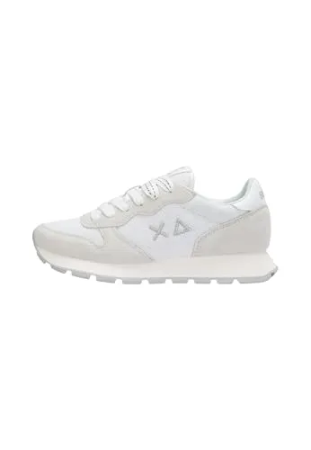 SUN 68 Damen Sneaker Ally Glitter in Grau & Weiß – Größe 38 - Stylische Damen Sneaker aus hochwertigem Leder und Textil, ideal für den Streetwear-Look. Mit herausnehmbarer Innensohle für individuellen Tragekomfort.
