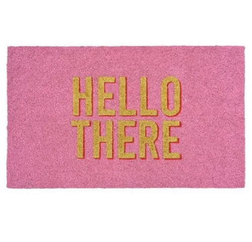 Giftcompany Fußmatte Hello There Glitzer Rosa (75x45cm) - Kreative Fußmatte aus Kokosfasern, mit glitzerndem Design, ideal für einen einladenden Eingangsbereich.