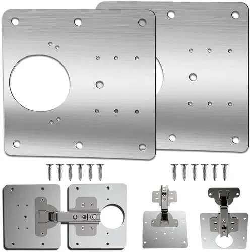 Edelstahl Scharnier Reparaturplatte, Küchenscharnier Reparaturplatten mit Schrauben, 9 x 9 cm Schrankscharnier Scharniere, Hinge Repair,Schrank, Möbel, Schublade, Fenster (2)