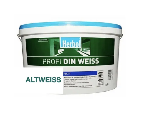 Herbol Profi DIN ALTWEISS 12,5 L Wandfarbe - Hochwertige Innenfarbe mit geringer Geruchsentwicklung, ideal für alle Zimmer. Perfekt für Wände und Decken in einem eleganten Altweiss.