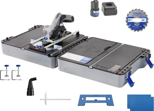 Dremel Mobile Sägestation 12V mit Laser CS12V-S1C - Multifunktionswerkzeuge mit bürstenlosem Motor für längere Lebensdauer und integrierter Laserführung für präzise Schnitte.