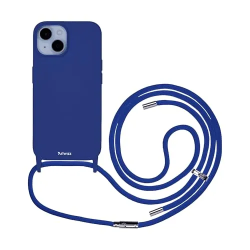 Artwizz HangOn Case Silicone Charge iPhone 15 - Kings-Blue - Handy-Umhängetaschen & Hüllen mit Umhängeband, stylische und schützende Silikonhülle mit praktischem Umhängeband für iPhone 15.
