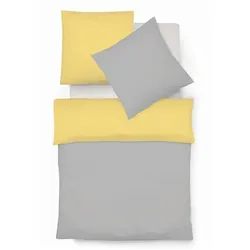 Fleuresse Halbleinen Wendebettwäsche Provence W 200x200 cm grau-lemon - Hochwertige Wendebettwäsche aus 50% Baumwolle und 50% Leinen. Atmungsaktiv und temperaturausgleichend für ein angenehmes Schlafklima. Mit praktischem Reißverschluss für einfachen Bezugwechsel.