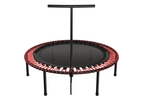 bellicon Fitness Trampolin 125cm (Rot) mit T-Stange - Erlebe effektives Training mit dem bellicon 125 cm Fitness-Trampolin. T-Stange für zusätzliche Stabilität, langlebige Standardmatte und rote Seilringe für sanften Rückprall – ideal für vielseitige Workouts!