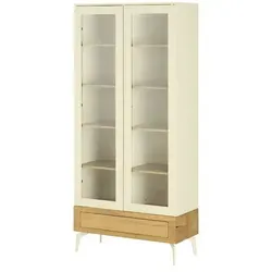 Vitrine  Enego , beige , Maße (cm): B: 90 H: 197 T: 40.0