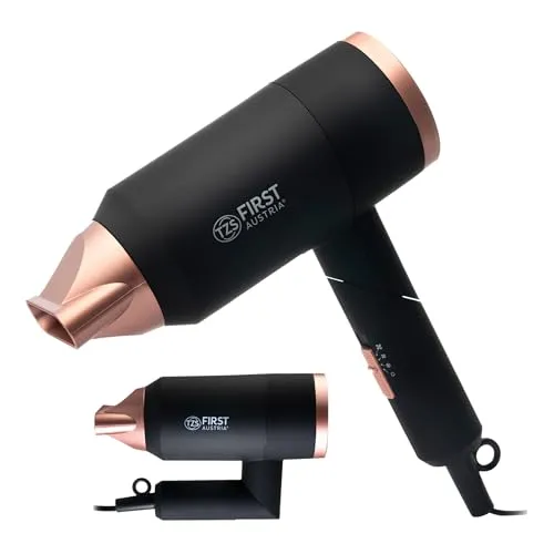 TZS FIRST AUSTRIA Haartrockner 1800W - Föhn mit klappbarem Design und Ionen-Funktion für schonendes Styling, ideal für Reisen und unterwegs.