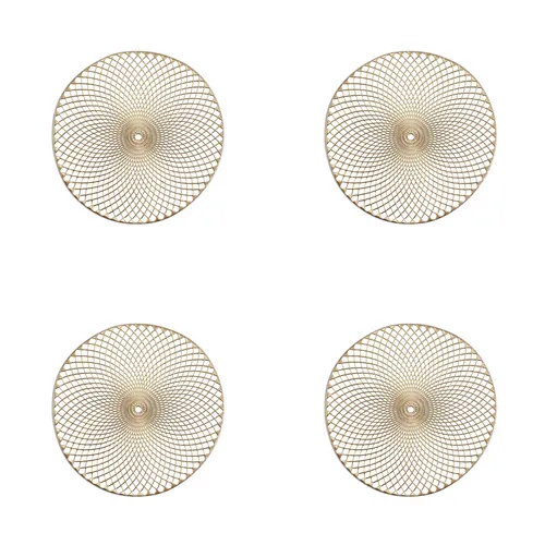 Basera® Platzset 4er-Platzset Ornament rund, gold, Ø 36,5 cm - Elegante Tischsets in goldener Ornamentoptik, ideal für stilvolle Tischgestaltungen. Pflegeleicht und langlebig, perfekt für Vasen oder Kerzenarrangements.