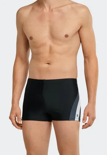 Schiesser Herren Badehose mit anliegendem Bein, schwarz, 4 - Badehose für Herren mit seitlichen Kontraststreifen, komfortablem Innenslip und kleinem Aqua Label, ideal für den Strand oder das Schwimmbad.